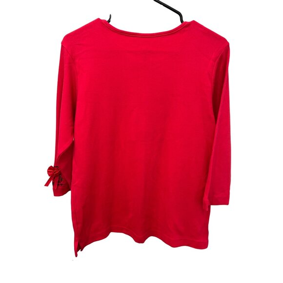 Alyssa Whitmore Womens Christmas Top Gingerbread Man Bow Design - Picture 2 of 9